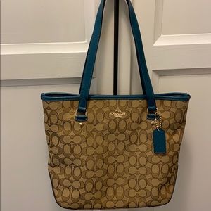 NWOT Coach Shoulder Bag with Teal Leather